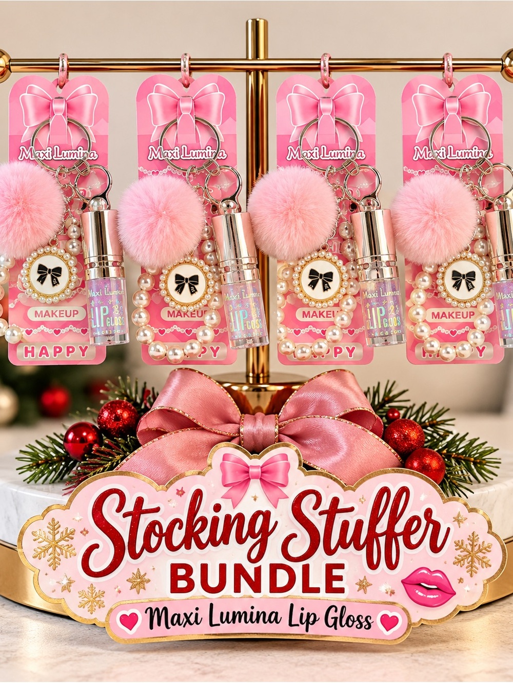 Set of 4 Maxi Lumina Pink Lip Gloss